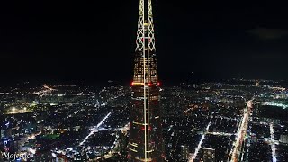 Seoul Lotte Tower Night Drone 4K © [upl. by Gibun]