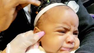 3 Months old Baby getting her Ear PiercedClaires Baby Ear Piercing [upl. by Darleen]