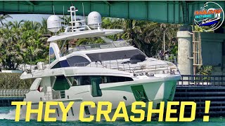 Yacht Crashes At Haulover Inlet Bridge Under Inspection [upl. by Aihsatan]