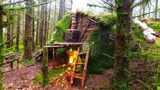 Building a secret shelter in the woods  Making clay chimney pots [upl. by Aland]