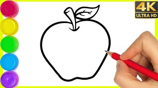 Apple Drawing  How to draw a apple Drawing easy step by step  Apple Drawing with colour By Arya [upl. by Rehm649]