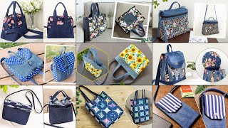 9 DIY Denim and Printed Fabric Bags  Old Jeans Ideas  Compilation  Upcycle Crafts  Bag Tutorial [upl. by Kenyon]