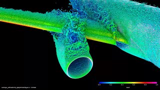 air flowing over a 52 scale NASAs High Lift Common Research Model wing design computer simulation [upl. by Dacia]