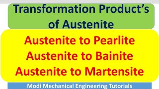 Transformation products of austenite Austenite to Pearlite Bainite and Martensitematerialscience [upl. by Eimaj]