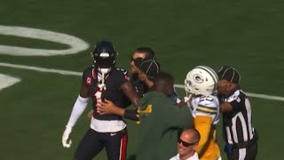 Stefon Diggs amp Jaire Alexander gets into HEATED EXCHANGE  Texans vs Packers [upl. by Loats586]