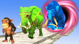 Temple Run Funny Monkey Vs Zombie Mammoth vs Wild Elephant in Maze [upl. by Schargel]