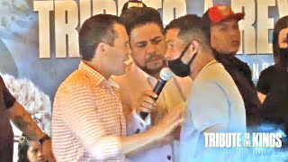 BRAWL ALMOST HAPPENS AS JULIO CESAR CHAVEZ SR SHOVES HECTOR CAMACHO JR [upl. by Rol]