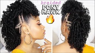 EASY amp DEFINED CURLY BRAIDED MOHAWK ⇢ natural hair tutorial [upl. by Yssak]