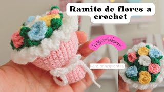 mini ramo de flores a crochet  tutorial fácil a crochet [upl. by Vadnee]