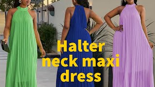 How to cut and sew a halter neck maxi dressmaxi dresshalter neckEasy beginner’s friendly tutorial [upl. by Rita947]