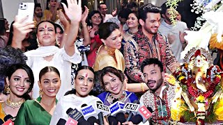 Arjun Bijlani Ganpati Aarti With Nia Sharma Ankita Lokhande Vicky Jain Kanika Mann Sana Makbul [upl. by Arianna]