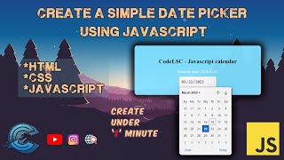 Learn to Create a Simple DatePicker using JavaScript under 1 Minute  codelsc [upl. by Ydnim]