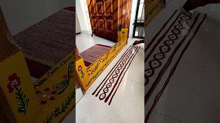 Easy border rangoli designs infront of home 🏡 fridayrangoli ytshorts viral borderkolam trending [upl. by Drescher442]