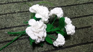 Crochet Rosal flower or Gardenia or Jasminoides Crochet white Jasmine flower knittingwithiffat [upl. by Ecinrev]