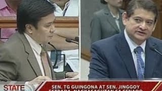 SONA Sen TG Guingona at Sen Jinggoy Estrada nagkasagutan sa Senado [upl. by Yerffej874]