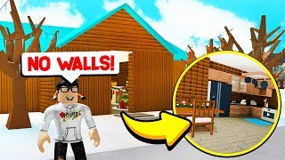 I DID THE NO WALLS HOUSE CHALLENGE IN BLOXBURG Roblox [upl. by Atronna953]