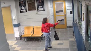 Surveillance footage of Connecticut woman opening fire inside police station [upl. by Leiria27]