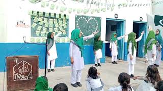 Zameen o asman m har zuban p lailah nikla Pakistan song Performance4th and 5th Grade Students [upl. by Aynatahs]