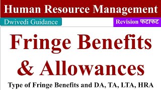 Fringe Benefits in HRM Allowance Allowances in Salary allowance kya hota hai Human Resource [upl. by Eceirahs]