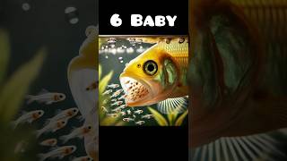 Yellow cichlid fish giving birth to 6 babies fish 🐳🥰fishing [upl. by Acceb]