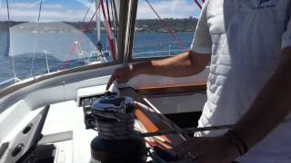 How to operate the furling main sail on a Jeanneau 41ds [upl. by Ahens]