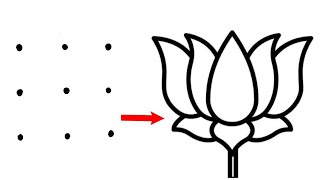 How to draw Lotus flower from 9 dots  Easy Lotus flower drawing  dots drawing [upl. by Ahsina373]