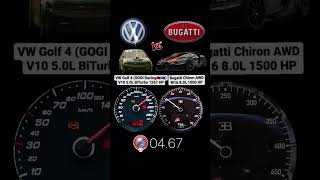 VW Golf 4 RS V10 1267 HP vs Bugatti Chiron 1500 HP acceleration volkswagen golf4 [upl. by Hoffman]