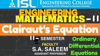 Clairauts Equation  Differential Equations  Engineering Mathematics1 [upl. by Westlund830]