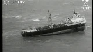 Amercian ship wrecked on Goodwin Sands 1946 [upl. by Yssis]