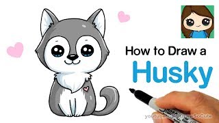 How to Draw a Husky Puppy Easy [upl. by Anibor]