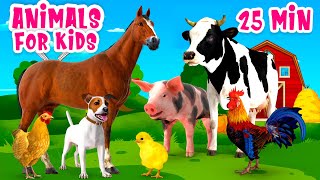 Animals for Kids 25 min Farm animal sound [upl. by Svend]