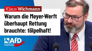 Warum die MeyerWerft überhaupt Rettung brauchte tölpelhaft – Klaus Wichmann AfD [upl. by Barbabas]