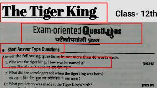 The Tiger King Short Question Answer Class 12th  Class 12th English Chapter The Tiger King [upl. by Olwen]