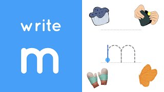 Letter M  Write lowercase letter M  Phonics alphabet writing lesson [upl. by Nemad]