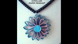 PAPER JEWELRY DIY SCROLLED PAPER PENDANT paper beads necklace [upl. by Etteniotnna227]