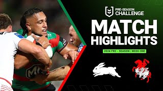 NRL PreSeason 2024  Rabbitohs v Dragons  Match Highlights [upl. by Buell176]