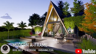 AFRAME  DARK CABIN  SMALL MODERN TROPICAL HOUSE  TINY HOUSE DESIGN  Q Architect [upl. by Dulcinea334]