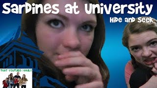 SARDiNES Hide And Seek In A University Do We Get Kicked Out  That YouTub3 Family Family Channel [upl. by Rovert]