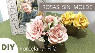 🌹Como realizar ROSAS SIN MOLDE en Porcelana Fría [upl. by Lukasz]