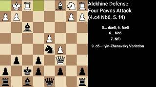 Alekhine Defense Four Pawns Attack 5 f4 [upl. by Nired]