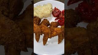 Fried chicken wings pepper shrimps and mash potatoes 🦐🍗 [upl. by Marlon]