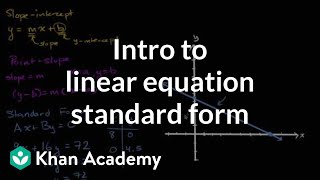 Standard form for linear equations  Algebra I  Khan Academy [upl. by Nomahs]