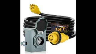 30 Amp Generator Cord with Inlet Box 15FT RV Extension Cord NEMAL1430P  L1430R Tw [upl. by Eikin]