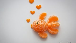 Fruit Art  Making Tangerine Fish and Turtle [upl. by Llednek]