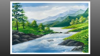 Landscape painting for beginners with poster colours [upl. by Gurango323]