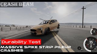 Massive Spike Strip Pileup Car Crashes 1 – BeamNG Drive Crash  Crash Beam [upl. by Clive264]