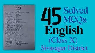 English Question paper  Pre Test Exam  45 MCQs  HSLC 2024  You can learn [upl. by Evoy263]