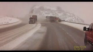 CRASH Semi forces snow plow in Utah off the road down a 300 foot embankment [upl. by Deehan]