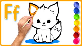 Fox Drawing Painting Learning for Kids and Preschoolers  Alphabet Animals 9 [upl. by Fendig]