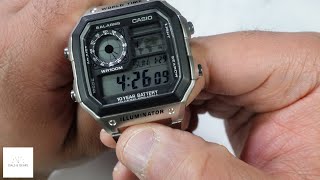 Casio quotRoyalequot World Time AE1200WHD1A Stainless Digital Watch Review [upl. by Redla]